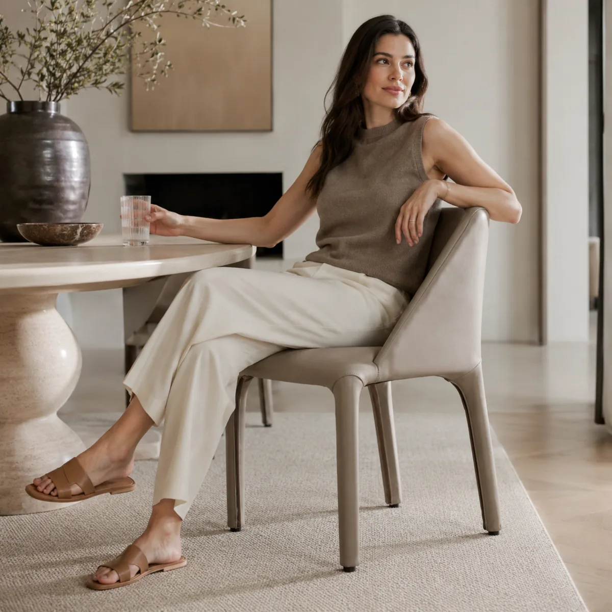 Ambiente Casa Glick con silla tapizada junto a mesa de comedor